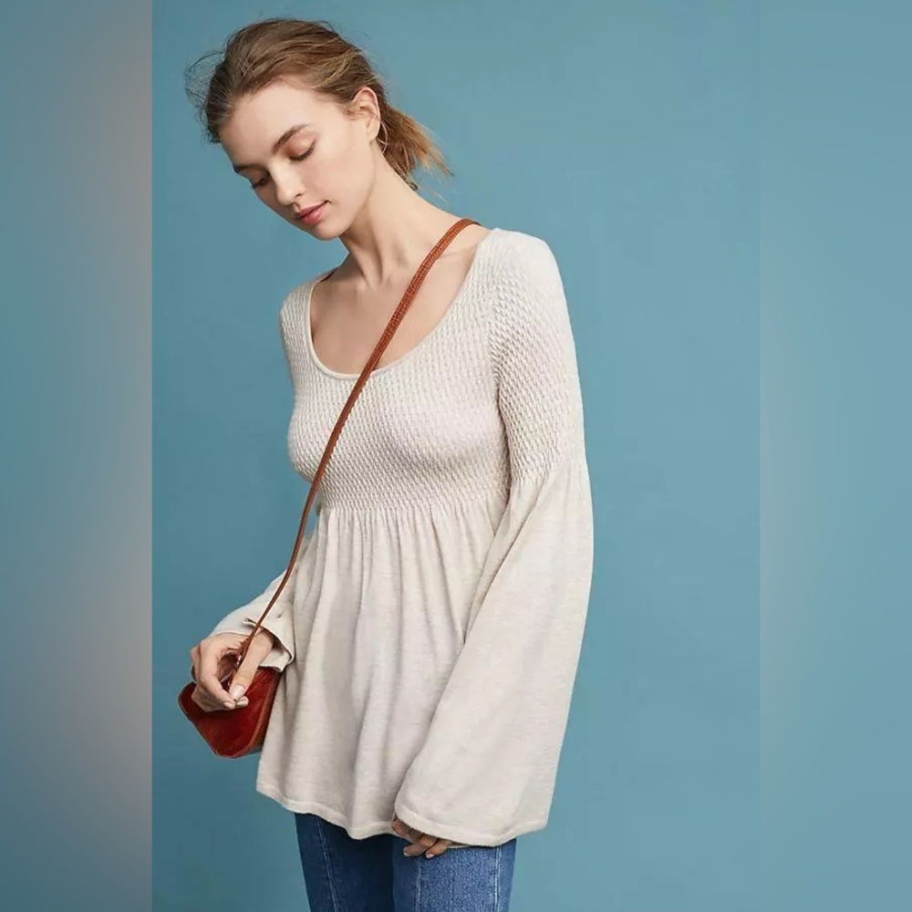 Anthropologie Knitted & Knotted Esme Bell Sleeve Sweater Size Medium